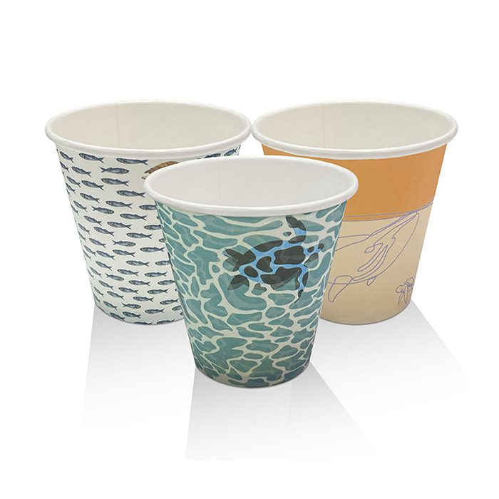 8oz Aqueous Coated Single Wall Cup Art Print One -lid -Fits -All 1000pc/ctn