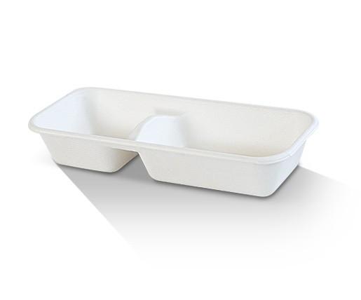 2 Compartment Sugarcane Tray 400pc/ctn