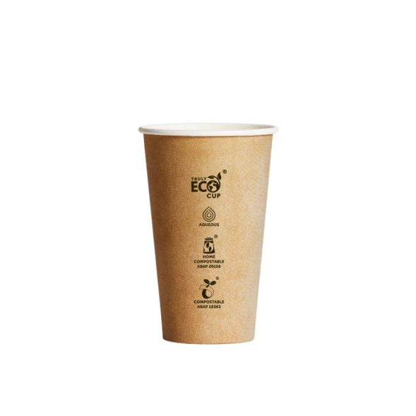 10oz Single Wall Aqueous Truly Eco Cup - Kraft Printed