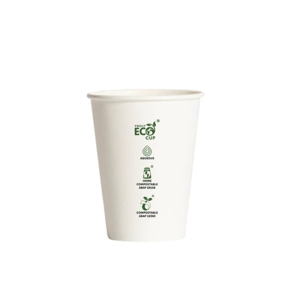 12oz Single Wall  Aqueous Truly Eco Cup  - White