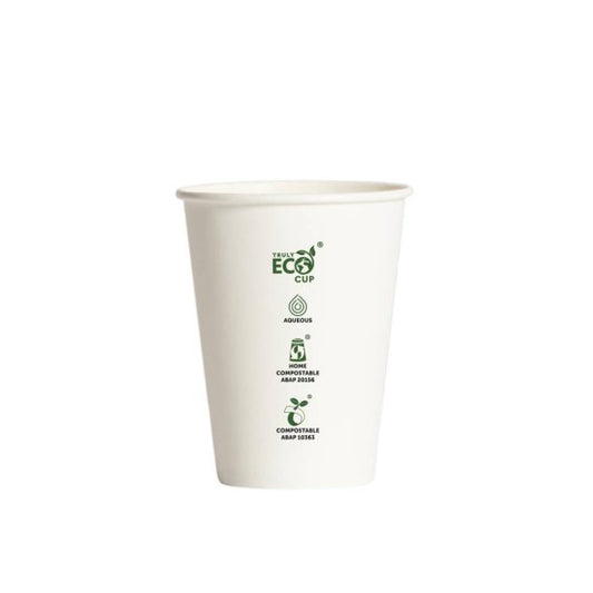 12oz Single Wall  Aqueous Truly Eco Cup  - White