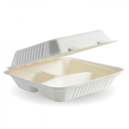 200 SUGARCANE CLAMSHELL 9*9*3 X 3 COMPARTMENT