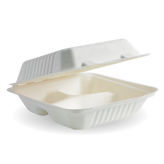 200 SUGARCANE CLAMSHELL 8*8*3 X 3 COMPARTMENT