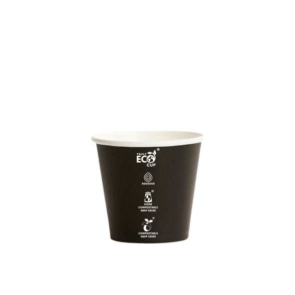 8oz UNI Single Wall Aqueous Truly Eco Cup - Black