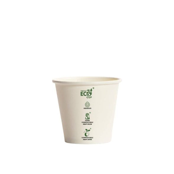 8oz UNI Single Wall Aqueous Truly Eco Cup  - White