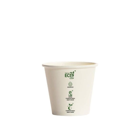 8oz UNI Single Wall Aqueous Truly Eco Cup  - White