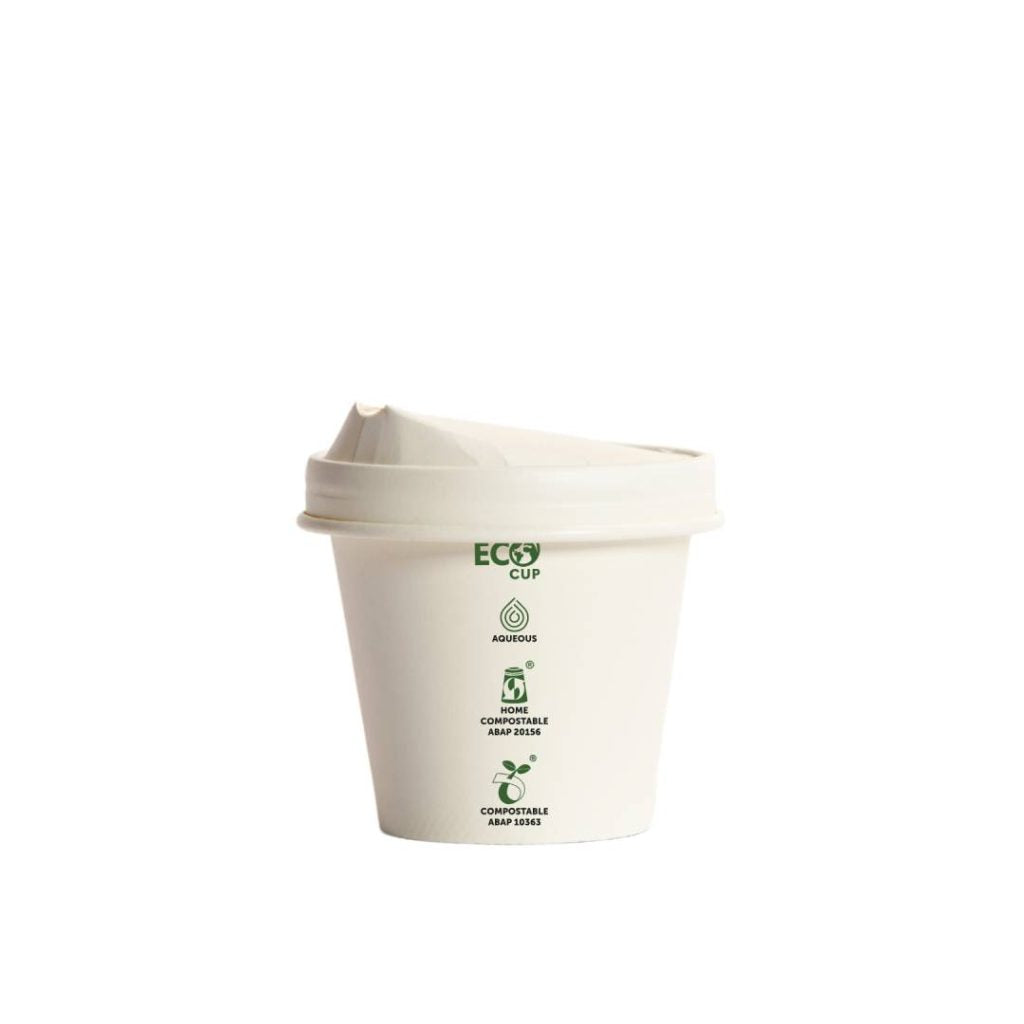 8oz UNI Single Wall Aqueous Truly Eco Cup  - White
