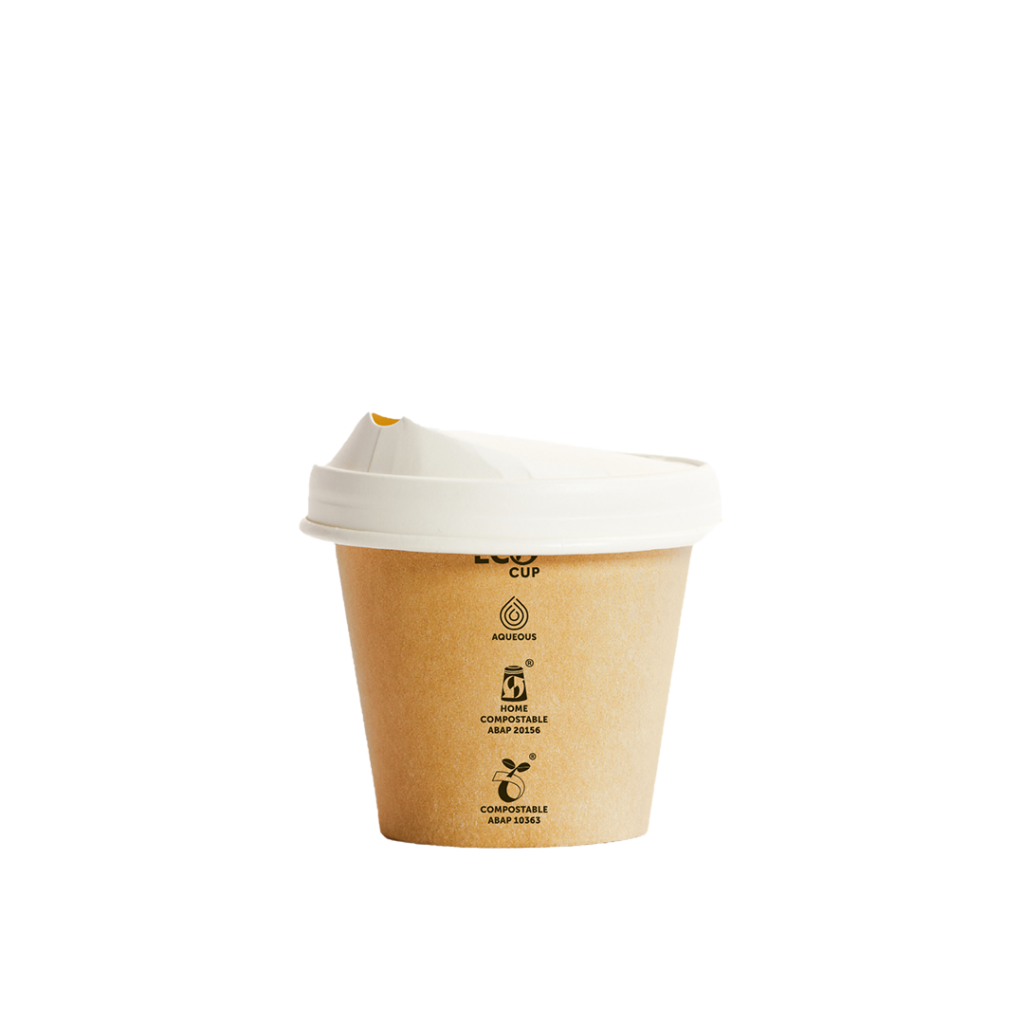 8oz UNI Single Wall Aqueous Truly Eco Cup  - Kraft Printed