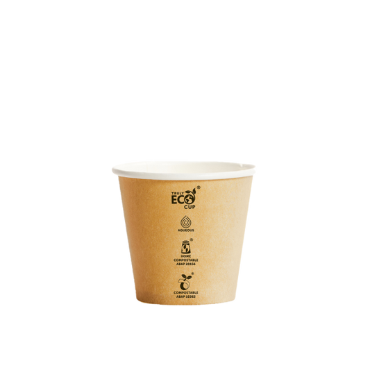 8oz UNI Single Wall Aqueous Truly Eco Cup  - Kraft Printed
