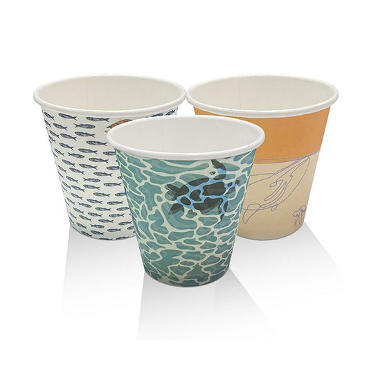 8oz Aqueous Coated Single Wall Cup Art Print One -lid -Fits -All 1000pc/ctn