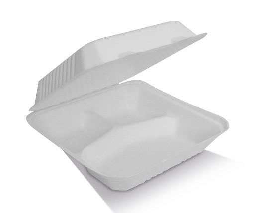 Sugarcan Clamshell 9"/3 Compartments 200pc/ctn