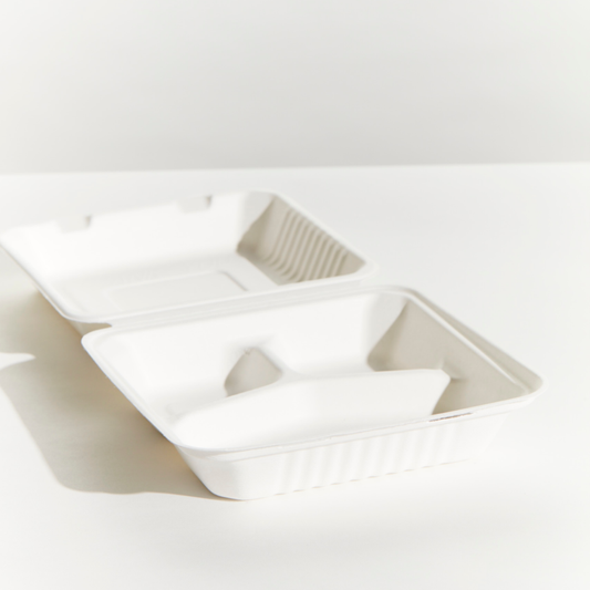 Sugarcane Hi Top Dinner Box  3 comp - White