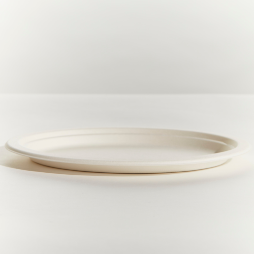 Sugarcane 10x8.5" Oval Plate - White