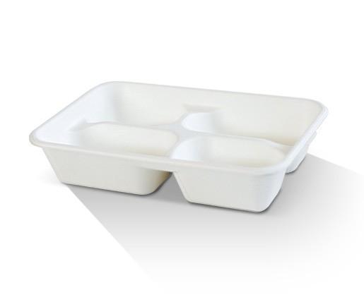 4 Compartment Sugarcane Tray 300pc/ctn