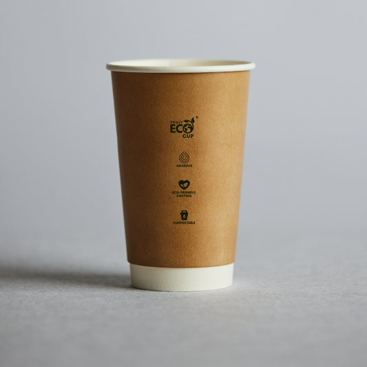 16oz Double wall Aqueous Truly Eco cup - Kraft