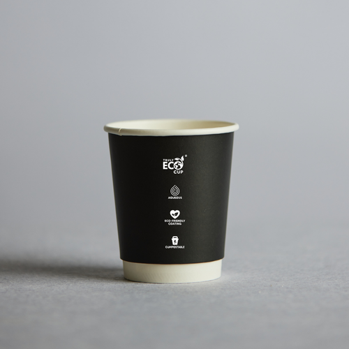 8oz UNI Double Wall Aqueous Truly Eco Cup - Black
