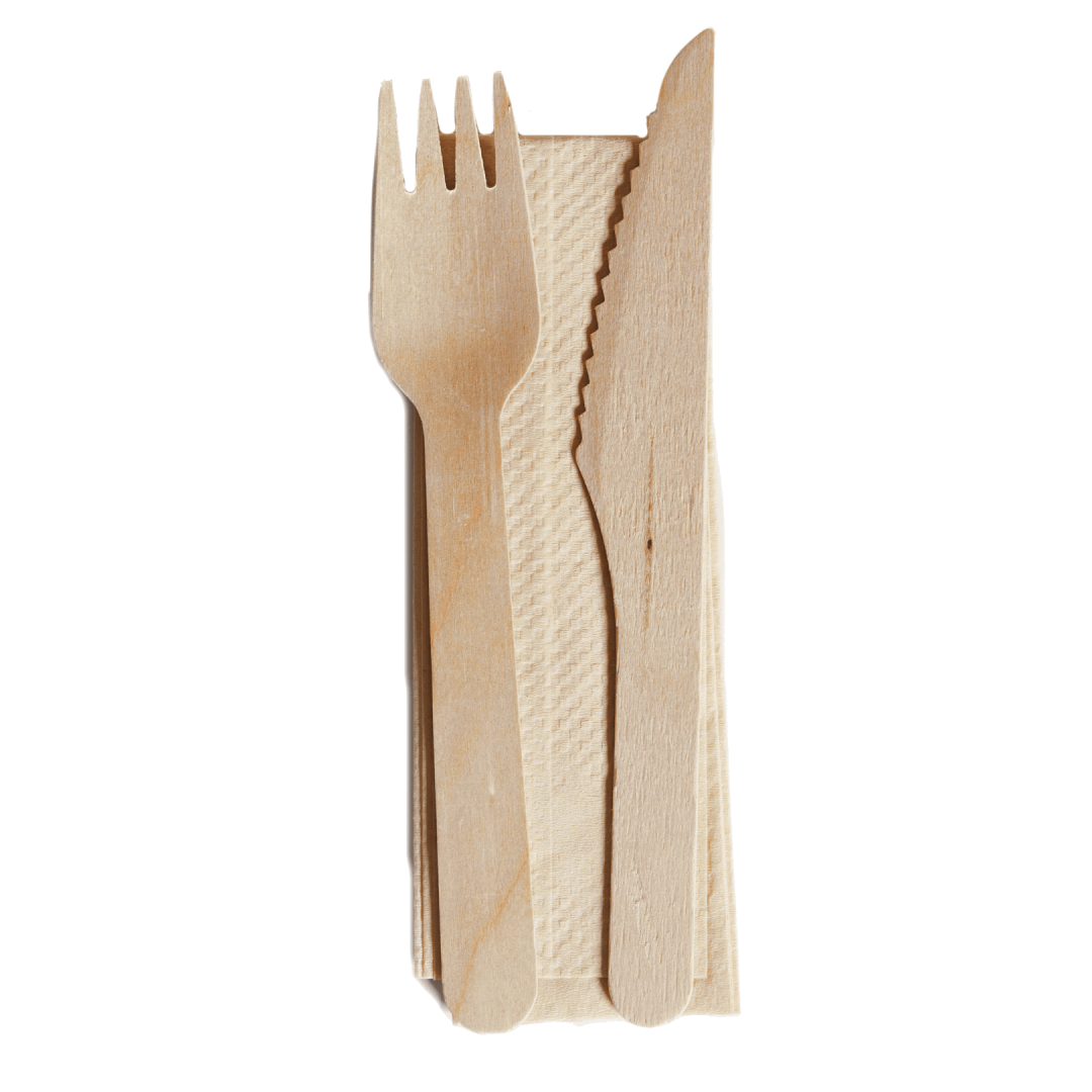 Wooden Knife Fork Napkin - FSC 100% & FSC Mix