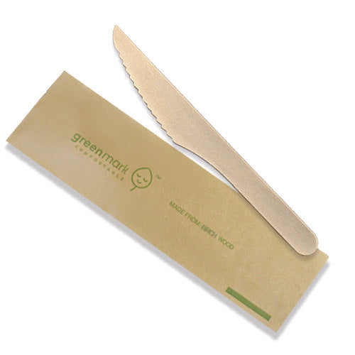 Wooden Knife 165mm Individually Wrapped